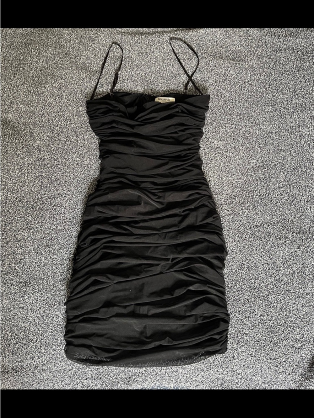 House of CB Ruched Black Mesh Dress Size Small
